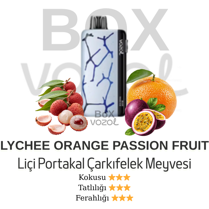 Vozol 45000 Puff - Lychee Orange Passion Fruit - Neon